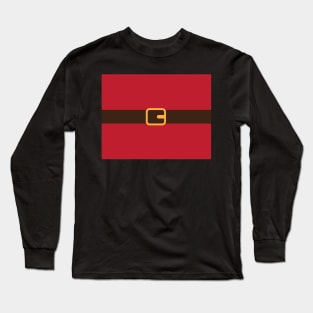 Red Brown Christmas Santa Belt Long Sleeve T-Shirt